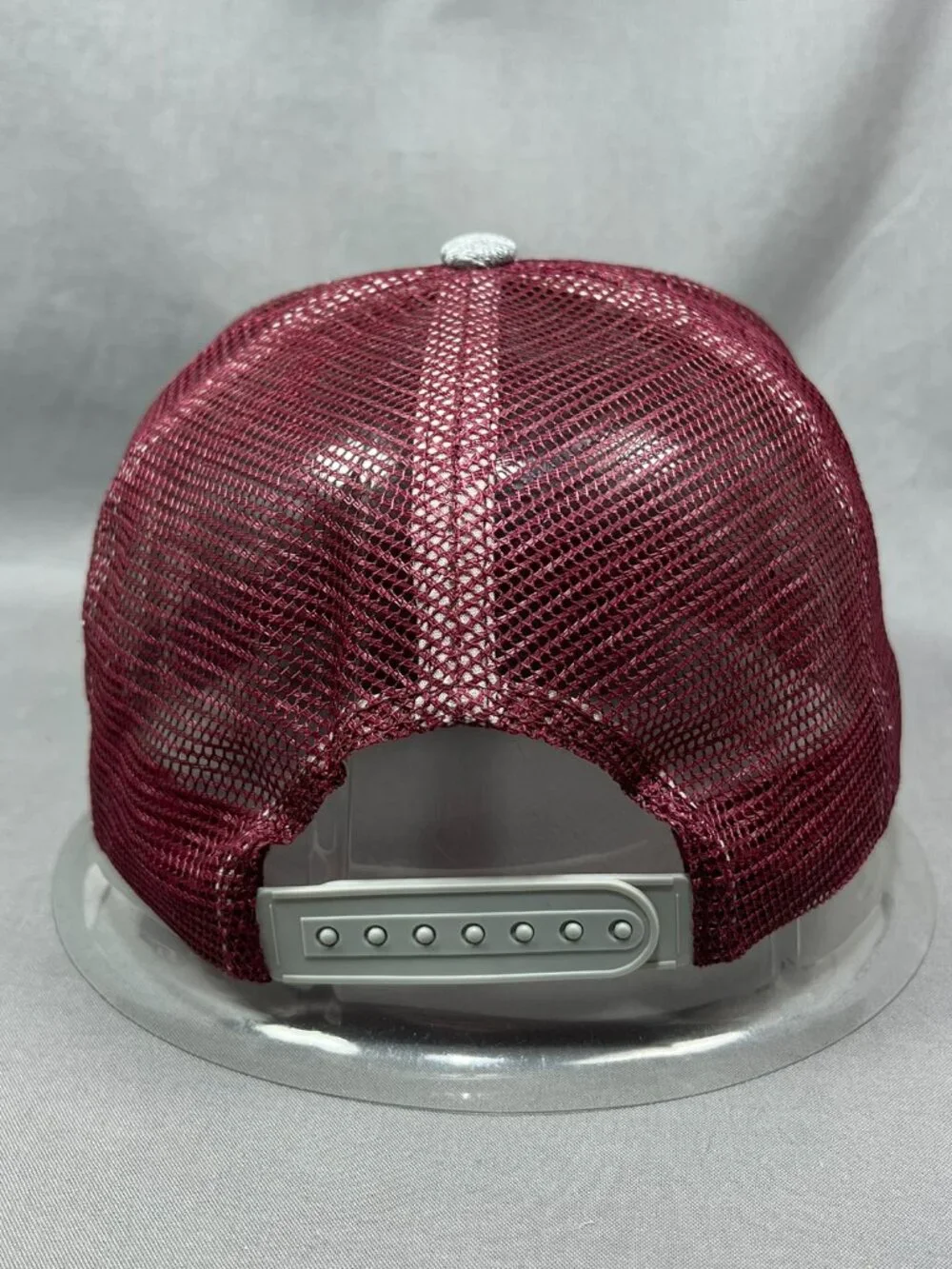 Ford Mustang Trucker Hat Snapback Gray Burgundy Horse Pony Motorsports Adult Cap